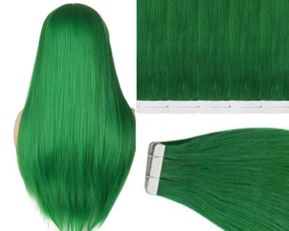 best tape in hair extensions-green long straight 3