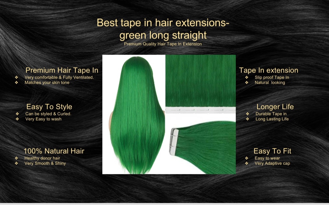 best tape in hair extensions-green long straight5