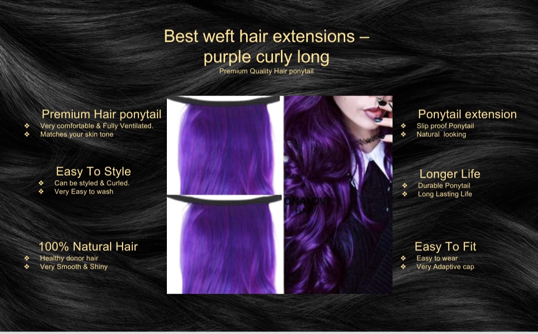 best weft hair extensions - purple curly long5