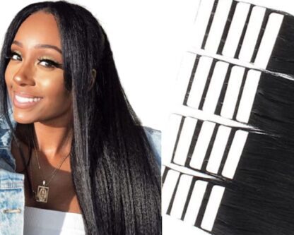 black tape in hair extensions-long straight 1