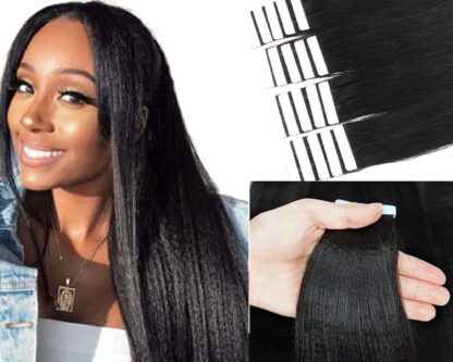 black tape in hair extensions-long straight 2