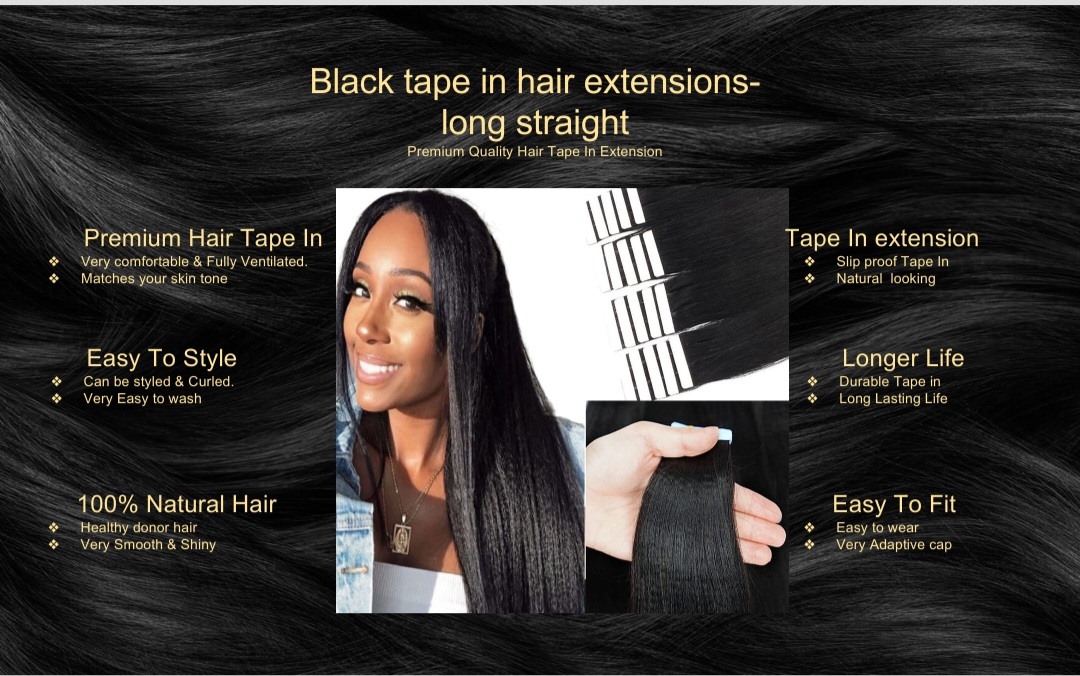 black tape in hair extensions-long straight5