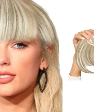 blonde bangs clip in-wavy long 1
