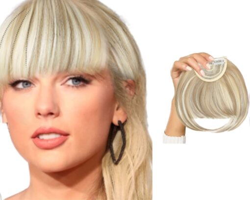 blonde bangs clip in wavy long 1