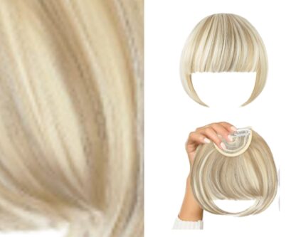 blonde bangs clip in-wavy long 3