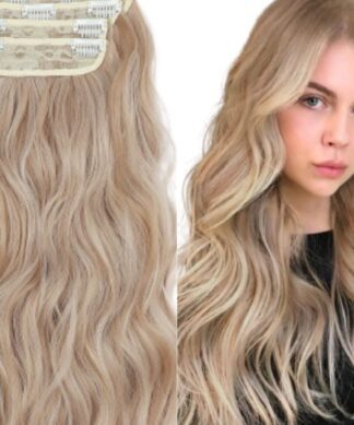 blonde clip on hair extensions-deep wave long 1