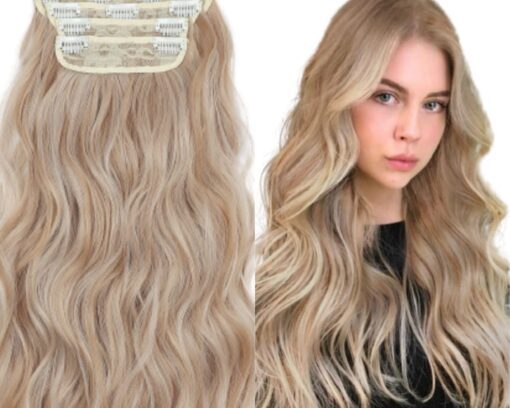 blonde clip on hair extensions deep wave long 1