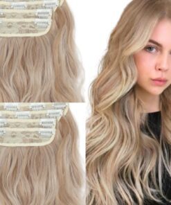 blonde clip on hair extensions deep wave long 2