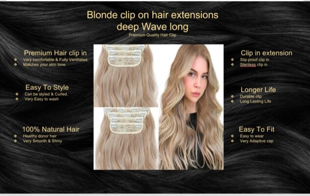 blonde clip on hair extensions deep wave long5