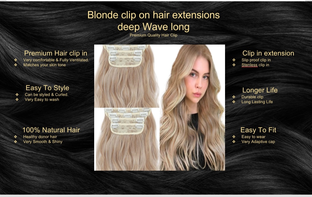 blonde clip on hair extensions-deep wave long5