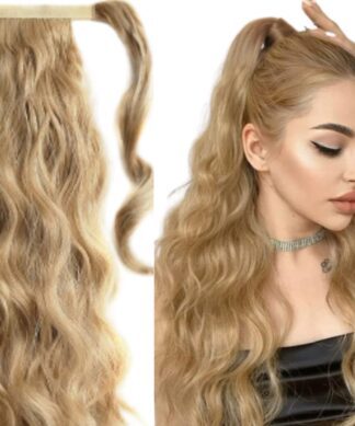 blonde ponytail extension-curly long 1