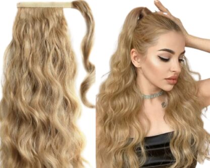 blonde ponytail extension-curly long 1