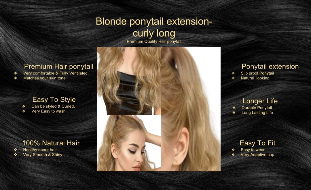 blonde ponytail extension-curly long5