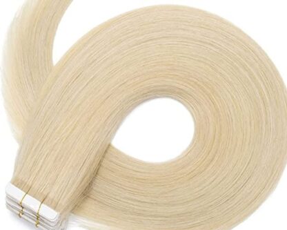 blonde tape in hair extensions-long straight 4