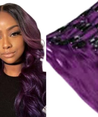 body wave clip in hair extensions-purple long 1