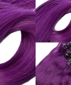 body wave clip in hair extensions purple long 3