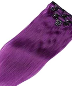 body wave clip in hair extensions purple long 4