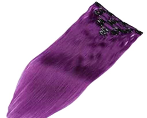 body wave clip in hair extensions purple long 4