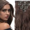 brazilian clip in hair extension ombre brown long wave 1