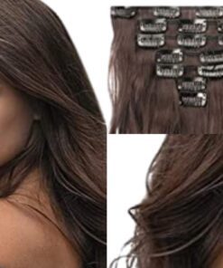 brazilian clip in hair extension ombre brown long wave 2