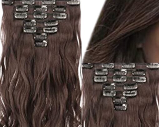 brazilian clip in hair extension ombre brown long wave 3