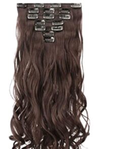 brazilian clip in hair extension ombre brown long wave 4