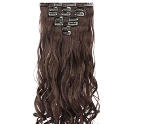 brazilian clip in hair extension ombre brown long wave 4