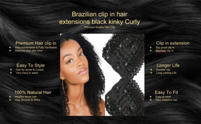 brazilian clip in hair extensions black kinky curly5