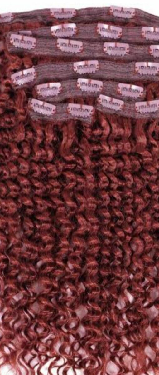 burgundy clip in hair extensions kinky curly 4