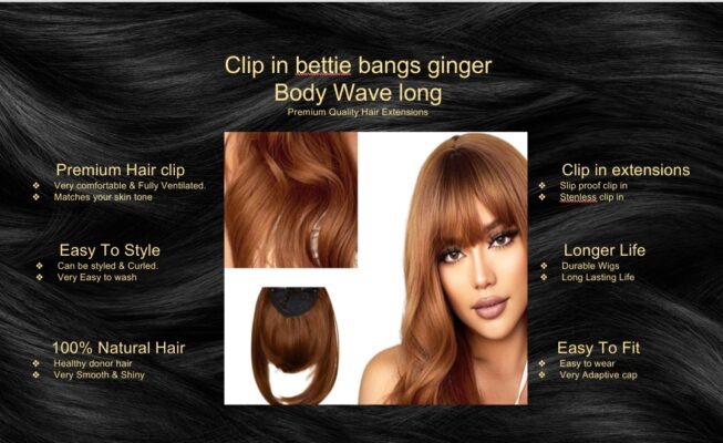 clip in bettie bangs ginger body wave long5