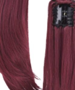 clip in claw ponytail burgundy long straight 4