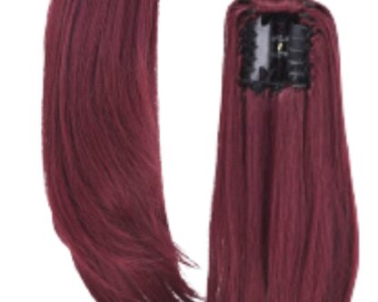 clip in claw ponytail-burgundy long straight 4
