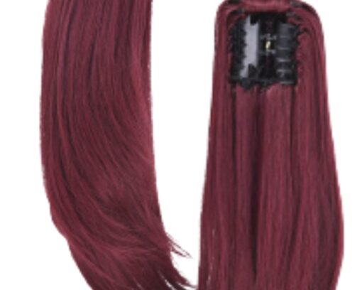 clip in claw ponytail burgundy long straight 4