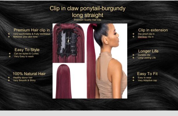 clip in claw ponytail burgundy long straight5 clip in claw ponytail burgundy long straight5