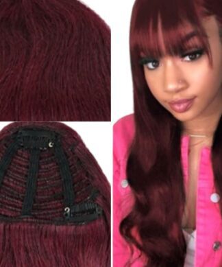 clip in fringe bangs-burgundy body wave 1