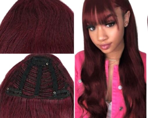 clip in fringe bangs burgundy body wave 1