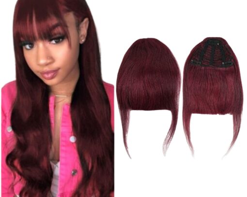 clip in fringe bangs burgundy body wave long 2