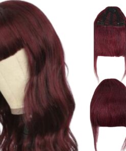 clip in fringe bangs burgundy body wave long 3