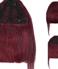 clip in fringe bangs burgundy body wave long 4