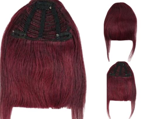 clip in fringe bangs burgundy body wave long 4