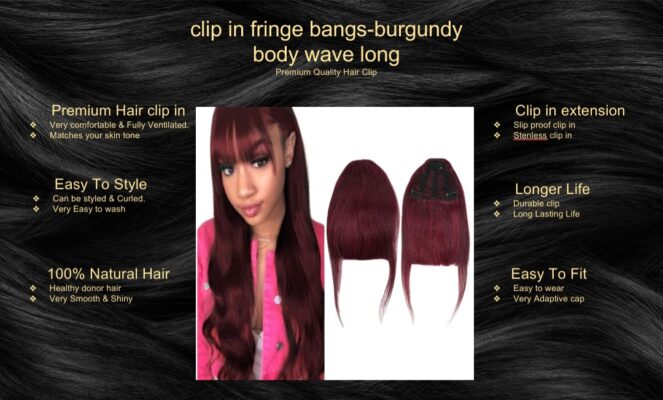 clip in fringe bangs burgundy body wave long5 clip in fringe bangs burgundy body wave long5
