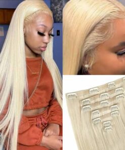 clip in hair extension blonde long straight3