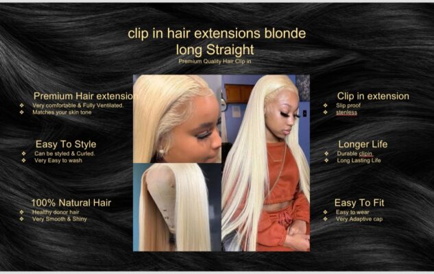 clip in hair extension blonde long straight5