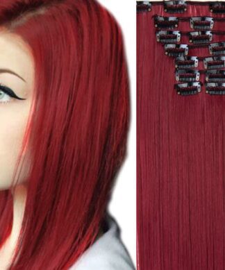 clip in hair extension-red straight long 1