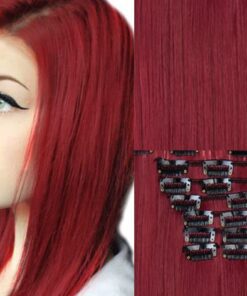 clip in hair extension red straight long 2