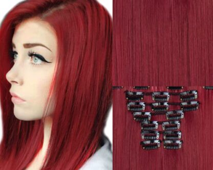 clip in hair extension-red straight long 2