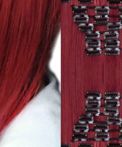 clip in hair extension red straight long 3