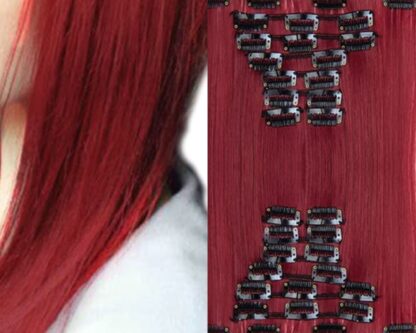 clip in hair extension-red straight long 3