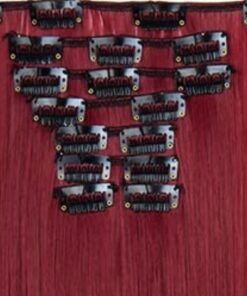 clip in hair extension red straight long 4