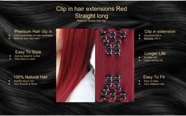 clip in hair extension red straight long5 clip in hair extension red straight long5